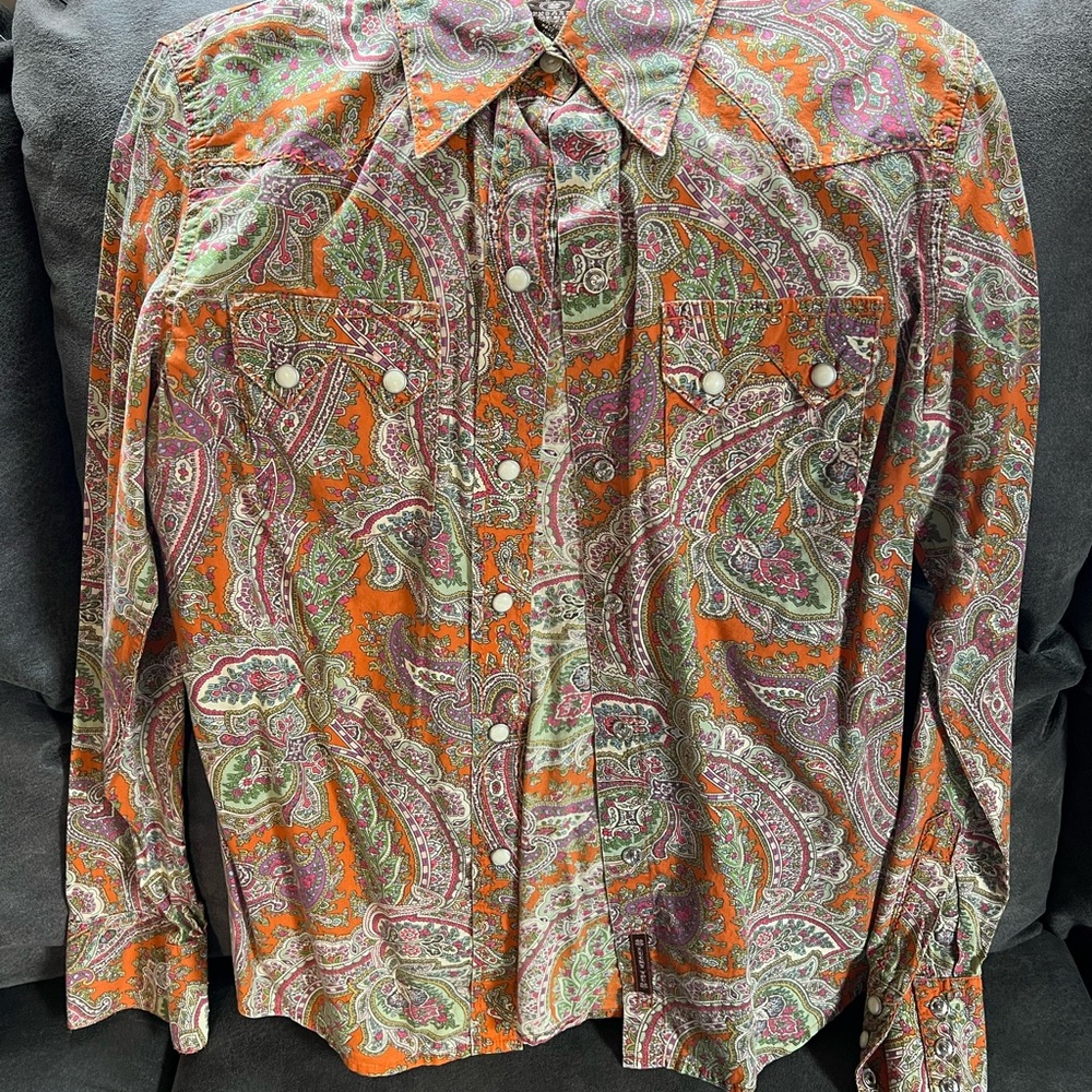 Girls snap button down collared shirt